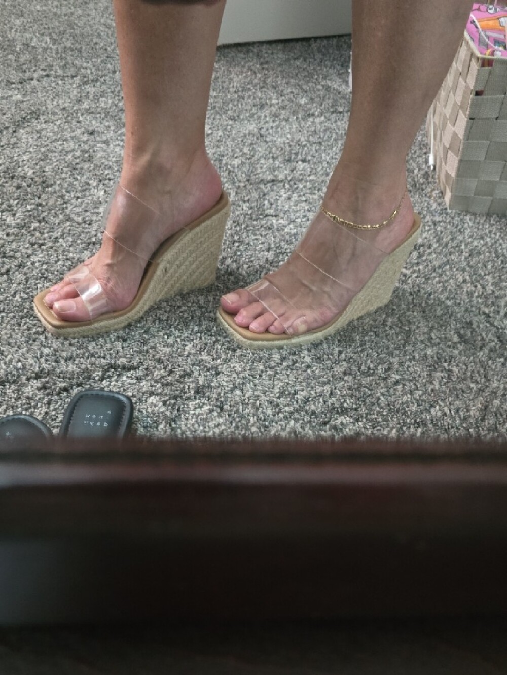 Steve Madden Clear Strap Tan Espadrille Wedge Sandals - Picture 8 of 8